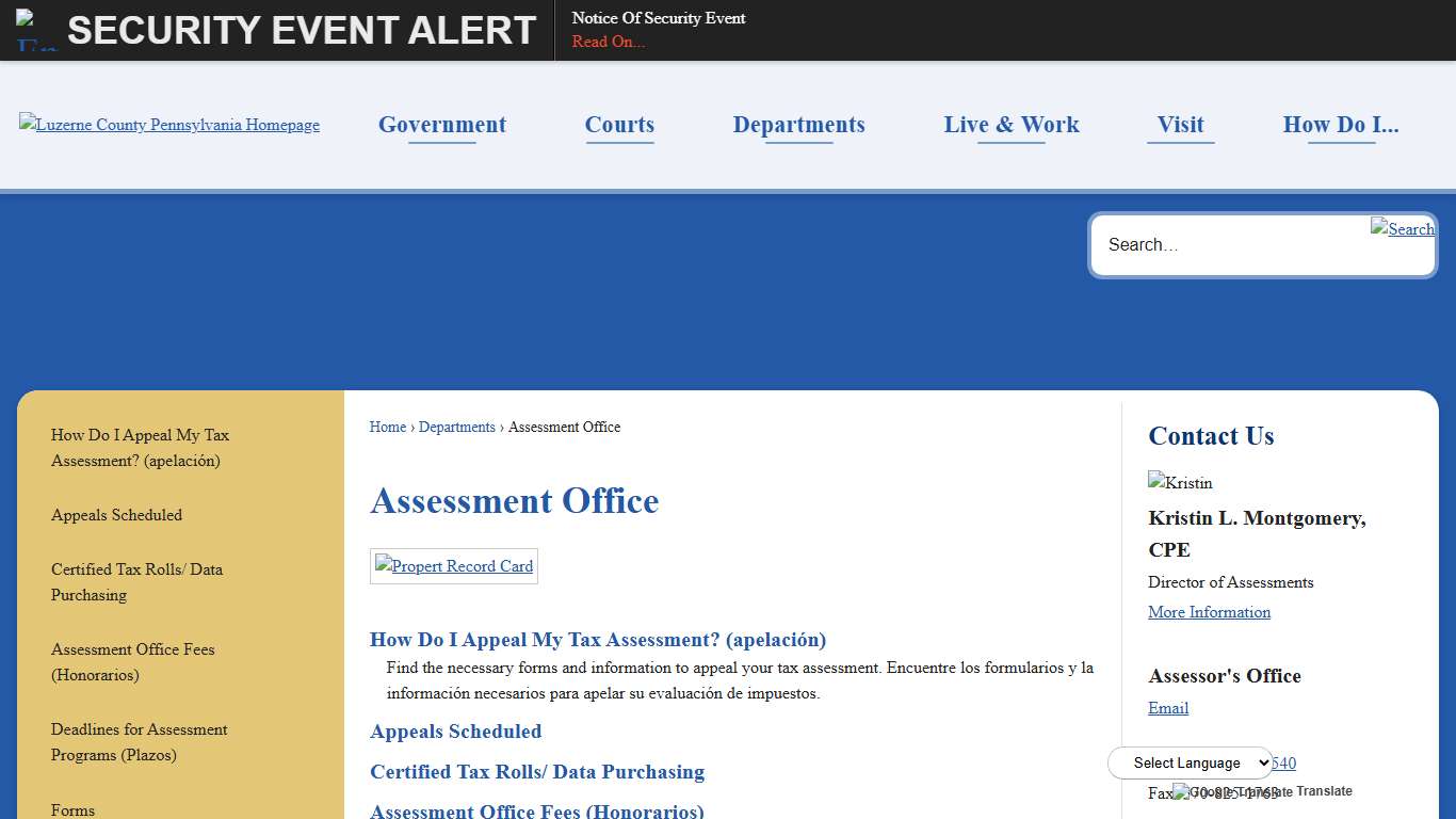 Assessment Office  | Luzerne County, PA